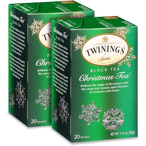 Twinings Christmas Tea - Black Tea Blended with Spicy and Aromatic Clove and Cinnamon, Tea Bags Individually Wrapped, 20 Count Ea (Pack of 2) Cover