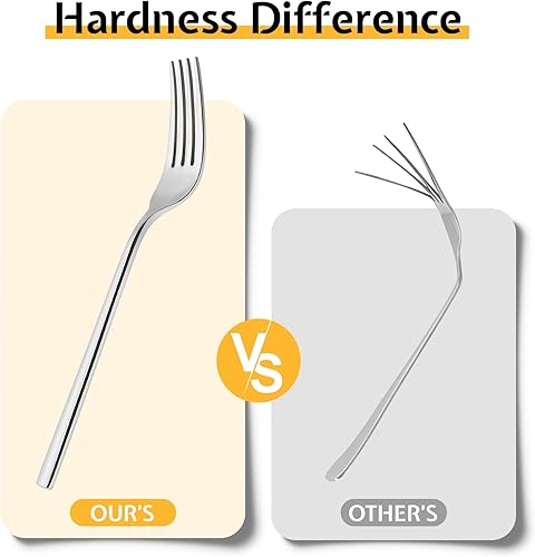 Miniatura 3 de KINGSTONE - Juego de cubiertos plateados de 40 piezas de cubertería forjada de acero inoxidable premium, servicio para 8, para el hogar, boda,