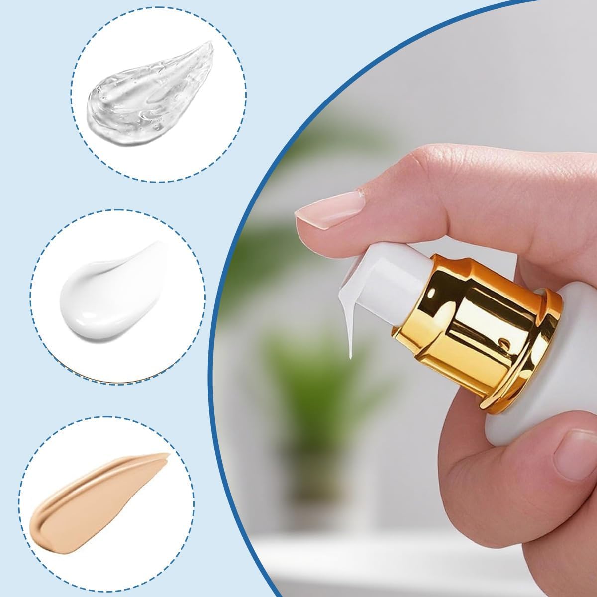 2PCS 100ml/3.3oz White Glass Lotion Pump Bottles with Gold Cap Empty Refillable Liquid Soap Dispenser Press Bottle Cosmetic Container for Essential Oils Cream Emulsion - Image 4