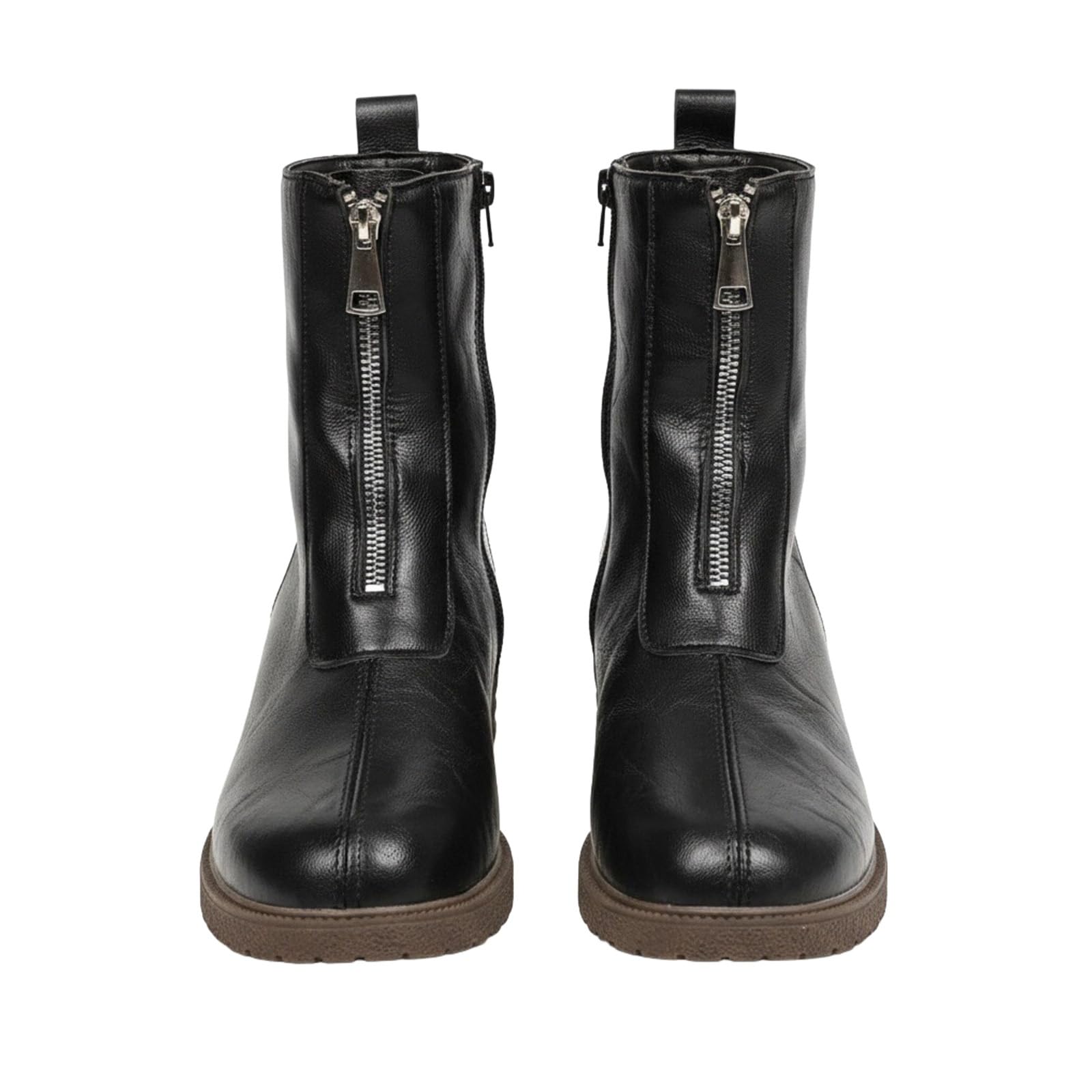Womens Platform Ankle Boots Front Zip Leather Chelsea Booties Round Toe Casual Comfortable Winter Snow Boots for Women