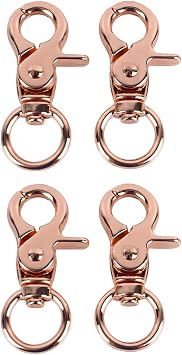 4 Pcs Rose Gold Lobster Claw Clasps, Swivel Lanyard Trigger Clips Snap Hooks for Keychain, Key Rings, DIY Bags and Jewelry Findings