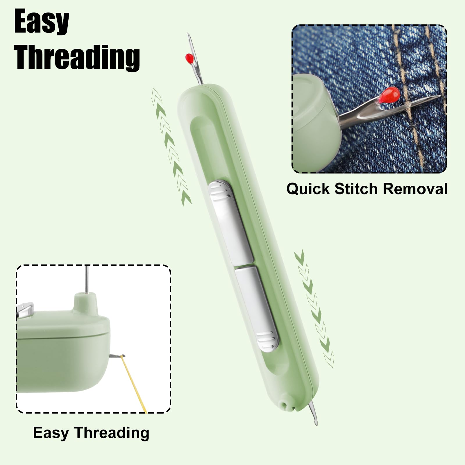 2-in-1 Needle Threader & Seam Ripper Tool - 6 Pack Retractable Sewing Helpers For Crafters - View #9