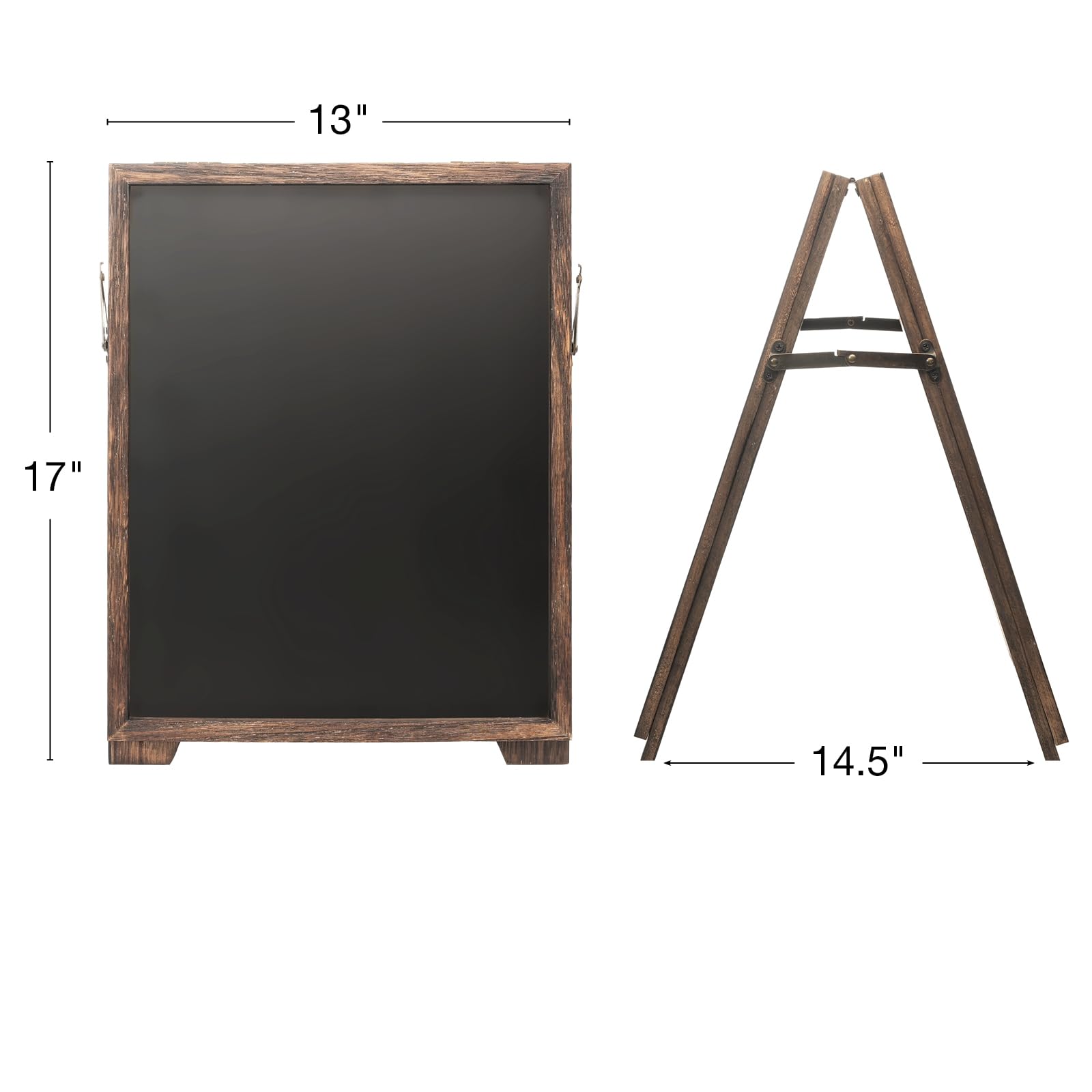 Excello Global Products Pizarra de madera con marco en A de 13 x 17 pulgadas, superficie magnética de doble cara, ideal para mostradores y mesas.