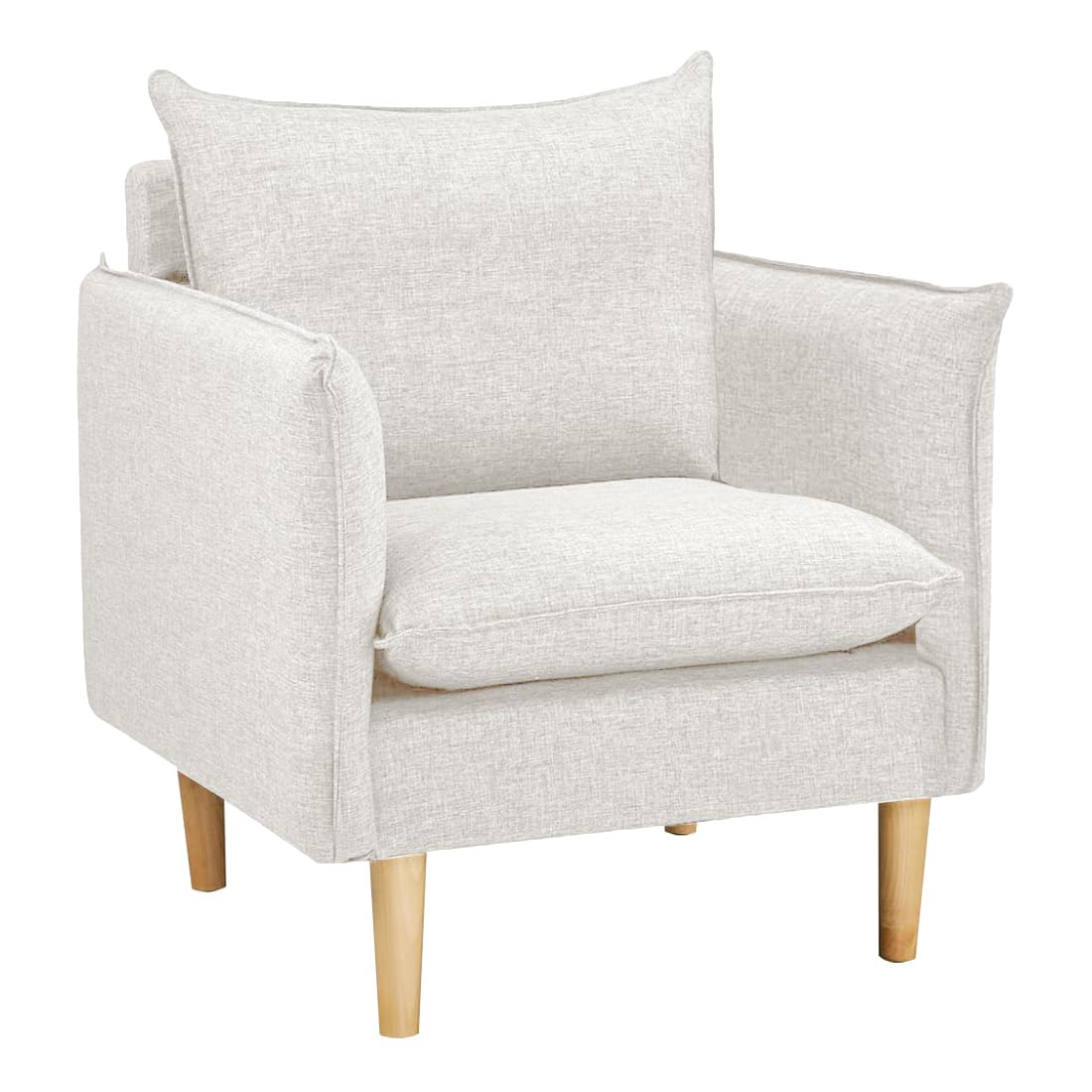 Totò Piccinni Poltrona Poltroncina DARIO in tessuto imbottito con braccioli struttura in legno di abete e multistrato (Beige, Poltrona)
