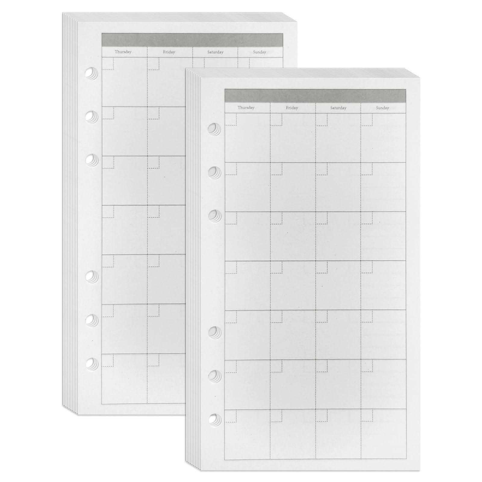 DY.2ten A6 Monthly Planner Refills for Filofax Personal Size Planner/Binder, 6 Hole Punched, 90 Sheets/180 Pages, Planner Inserts Paper, 100gsm, 3.74" × 6.69"