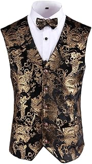 Youllyuu Stage Wedding Suit Vest Printing Line Up Dress Vest Gentleman Waistcoat