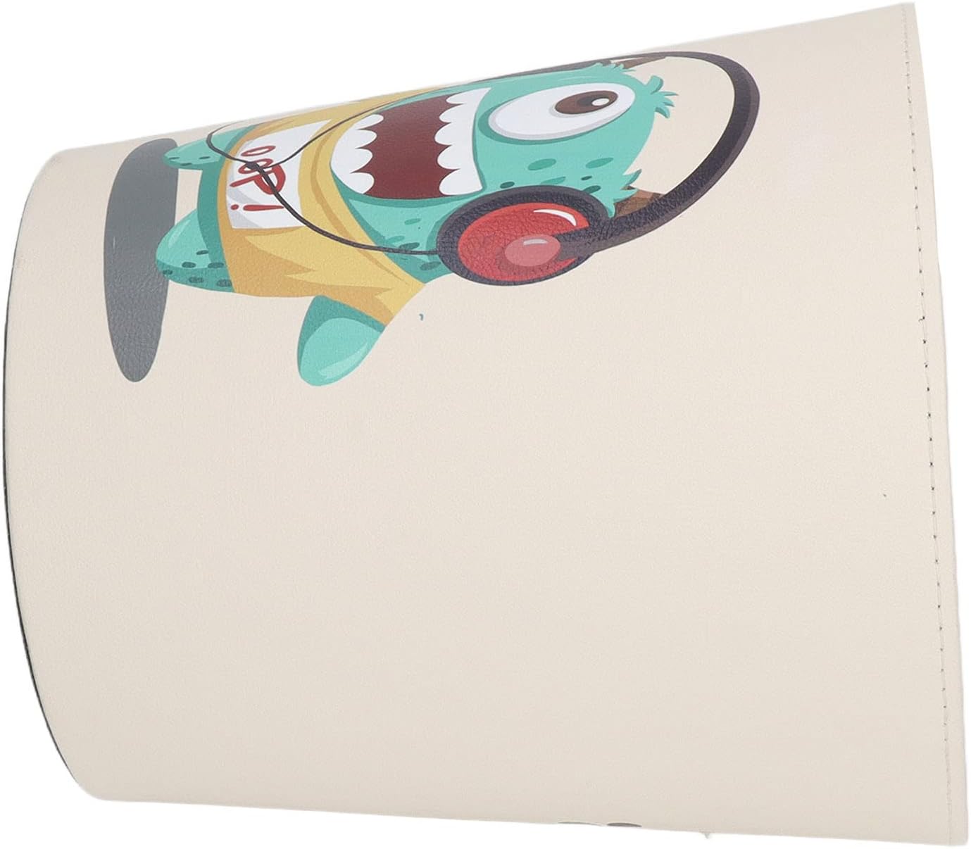 Cartoon Trash Can with Green Design, Large Capacity PU Leather Trash Bin, Cute Waste Basket with Anti Slip Base for Kids Room, Office and Home Use