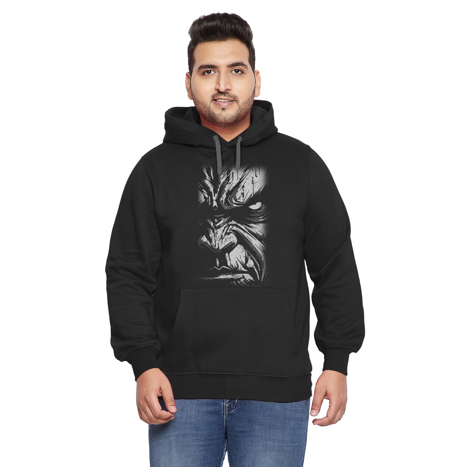 West Gate Clothing Plus Size Mens Cotton Hoodies,Hooded Sweatshirt|100% Cotton Hoodies Plus Size Collection for Men|Face Printed Hoodie-picture-22