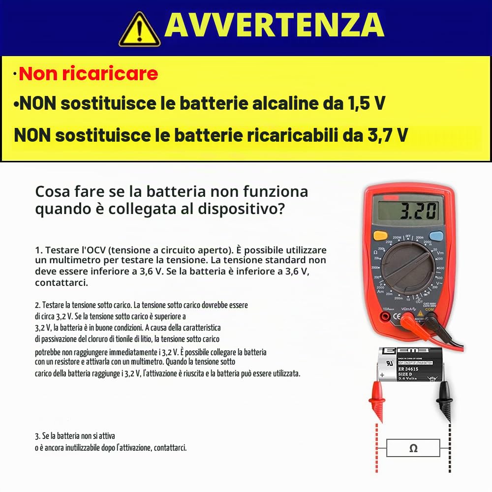 EEMB 4 pcs ER34615 D 3.6V Batteria al litio ad alta capacità Li-SOCL₂non ricaricabile LS-33600 SB-D02 XL-205F per macchina di stampaggio ad iniezione da stampa contatore di elettricità reale ETC