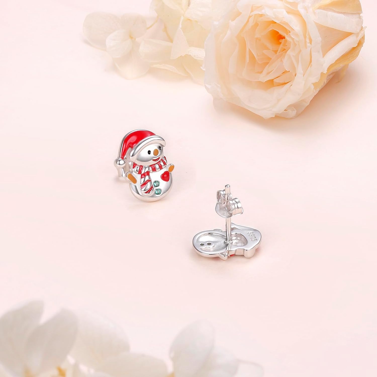 Yearace Snowman Snowflake Christmas Earrings for Women Sterling Silver Santa Claus Stud Earrings - Winter Holiday Xmas Earrings Cute Colorful Christmas Jewelry Gifts - Image 3