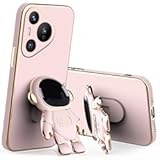 for Huawei Pura 70 Pro Case with Cute Astronaut Hidden Stand&comma; Compatible with Huawei Pura 70 Pro Phone Case for Women Men Girls Cases Silicone Phone Bumper Cover &lpar;Pink&rpar;