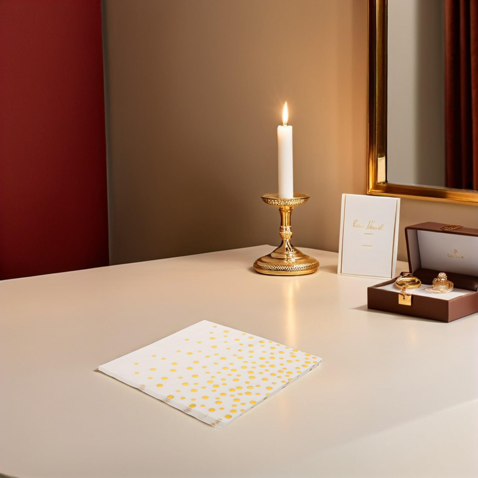 Servilletas Desechables de Papel Lunares Dorados Paquete de 100 Unidades para Bodas Fiestas y Cócteles Servilletas Decorativas Absorbentes para Celebraciones y