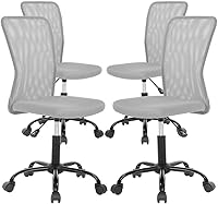 Vista 11 de Silla de oficina, silla de escritorio para computadora con soporte lumbar, ergonómica, respaldo medio, malla ajustable, silla giratoria de altura