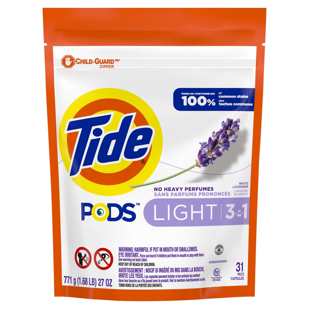 TidePODS Light Laundry Detergent Pacs, 31 Count, White Lavender Scent, Powerful Clean with a Light and Lasting ScentGreenCircle Certified: Certified Energy Savings