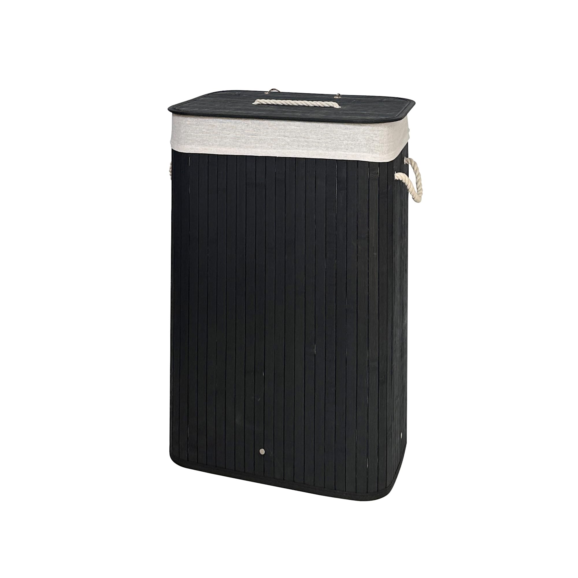 21Bamboo Élégant panier à linge en bambou de 72 l avec couvercle, solide et pliable, sac à linge amovible, pour salle de bain, chambre à coucher ou chambre d'enfant, aspect naturel (200, noir) - 4