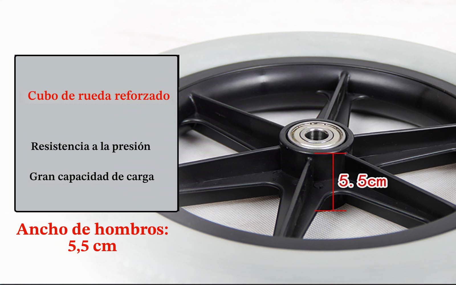 12 Pulgadas Caucho Macizo Ruedas De Ruedas Traseras Rueda Antideslizante para Silla De Ruedas con Cojinete De Metal Negro, Gris 1 Par