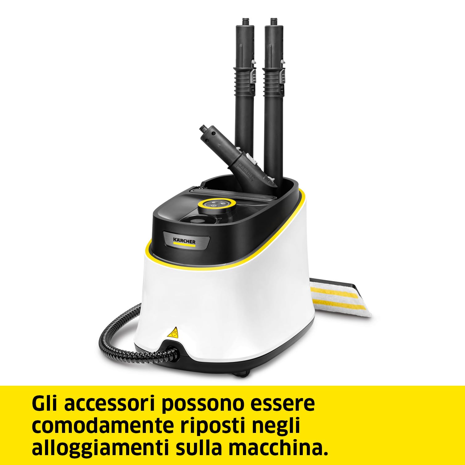 KÄRCHER Pulitore a Vapore SC 3 Deluxe, Pressione 3,5 bar, Riscaldamento 30 sec, Potenza 1.900 W, Area di Lavoro 75 m², Serbatoio da 1L, Include kit pulizia pavimenti e filtro anticalcare