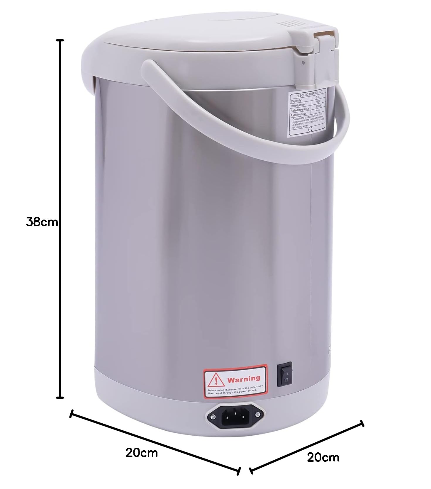 Heißwasserspender, 750W 5.8L Fassungsvermögen Elektrische Thermokanne Thermoskanne Edelstahl Elektrische Heißwasserkanne Edelstahl Wasserkocher Großes Wasserwärmer für Zuhause Schule Büro