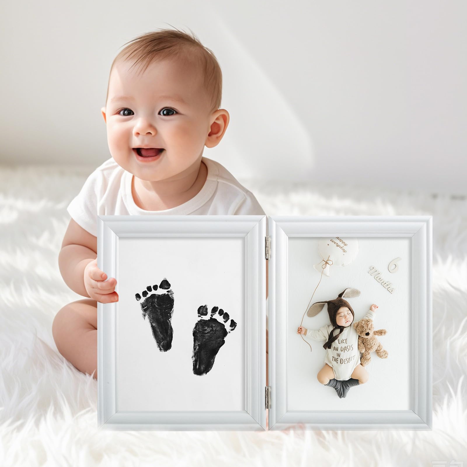Sproutlets Premium Inkless Plain A5 Cards Kit with Baby Hand & Footprint Keepsake Set |2 Elegant A5 Size Keepsake Cards & 1 Inkless Towelettes | Non-Toxic & Safe Memory Kit for Newborn Babies - Black 3