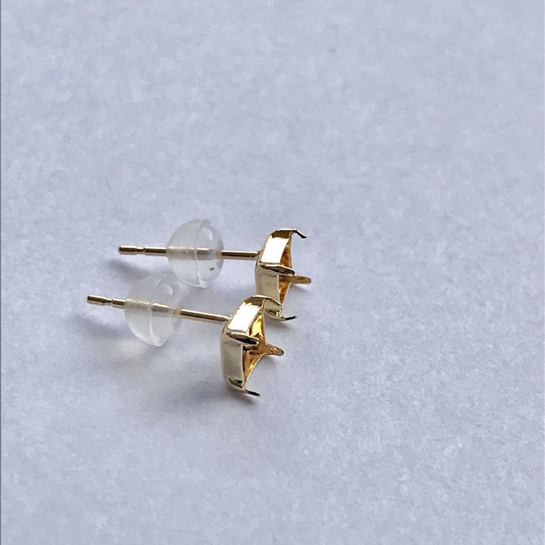 Amazon.co.jp: K18ピアス 空枠 4mm ×4mm 角 スクエアタイプ ピアス 空 