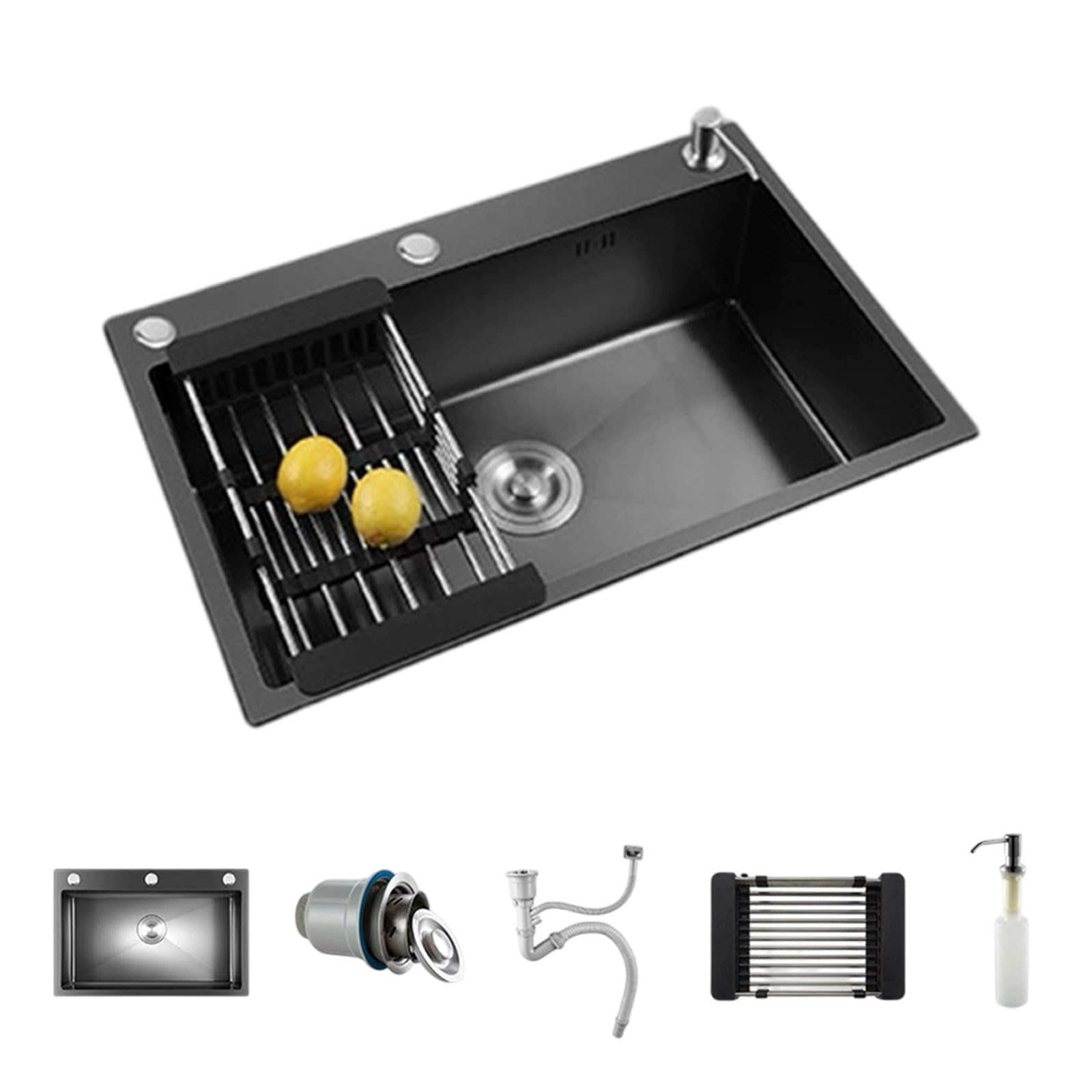 WBJGUOD Kitchen Sinks, Stainless Steel Single Bowl Drop in/Topmount Sink Modern Sinks with Multiple Accessories for Workstation Prep Bar