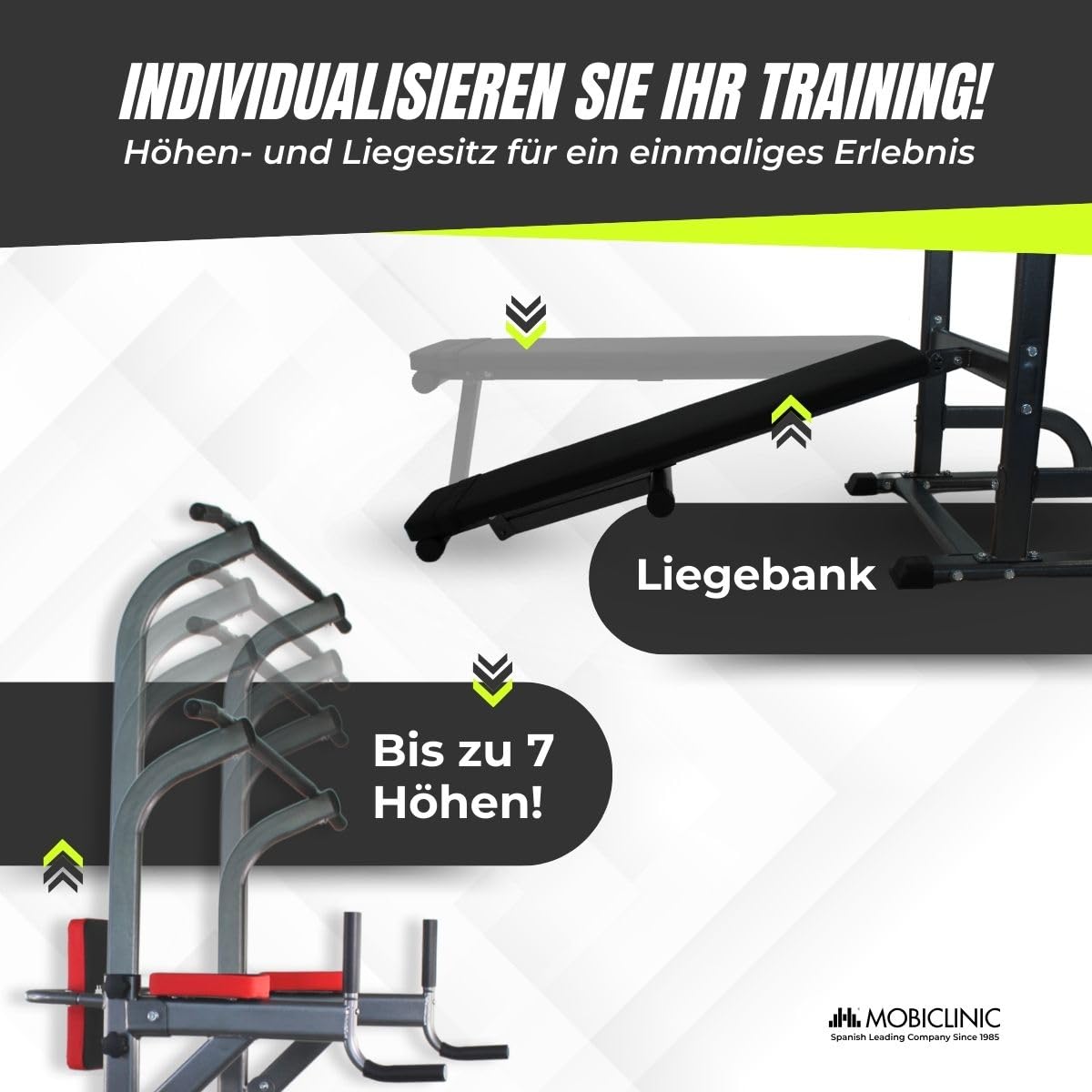 Mobiclinic®, Krafttrainingsstation, 9 in 1, Klappbar, mit Klimmzugstange