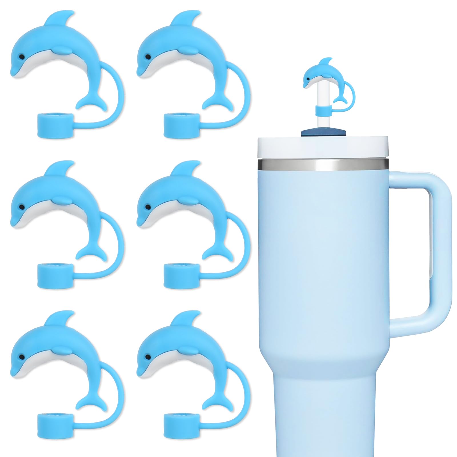 Capuchon de paille dauphin 10mm en silicone Whaline pour gourde 40 oz