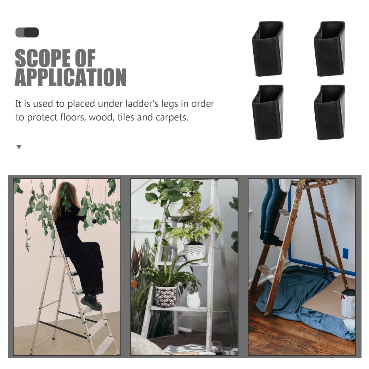 Ladder Rubberen Voetjes, Voetdoppen Zwart voor Ladders, 1 Paar Rubberen Antislip Laddervoetbeschermers, Vervangende Trapladdervoeten, Voetmat, Kussenzool, Zwart