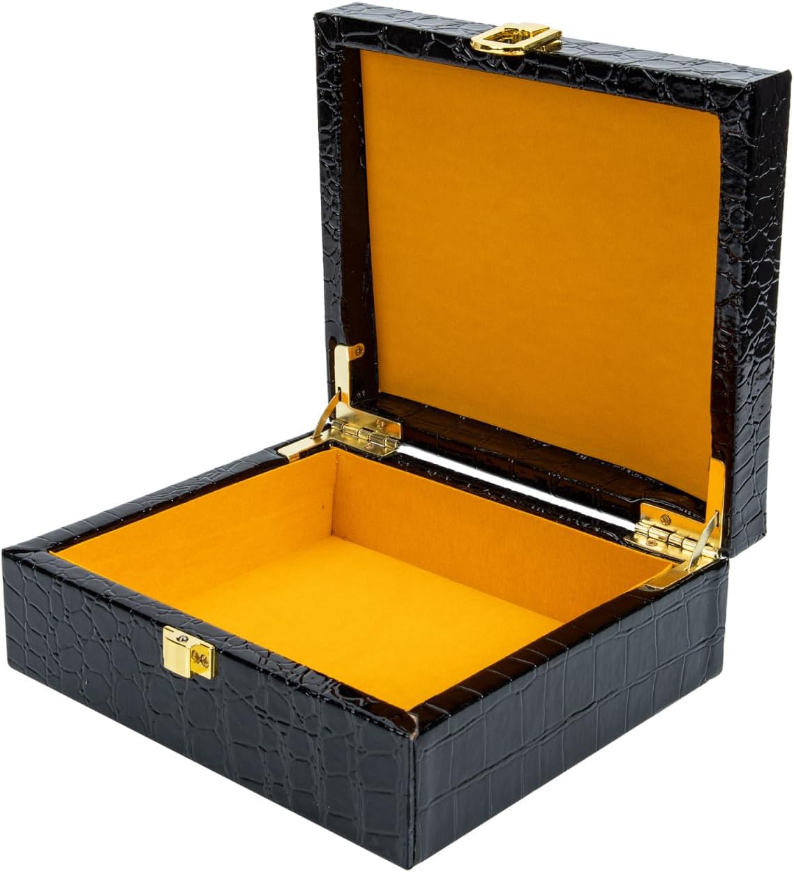 Portable Cigar Wooden Box Humidor Flip-Type with Crocodile Texture for Travel and Home Storage 6.7X5.9X2.55 Inches