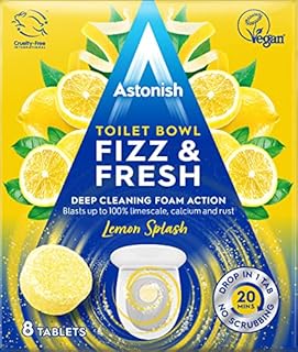 Astonish Toilet Bowl Fizz & Fresh Tablets, Deep Cleaning Foam Action, Removes Limescale Calcium & Rust, Lemon Splash, 8 Tablets