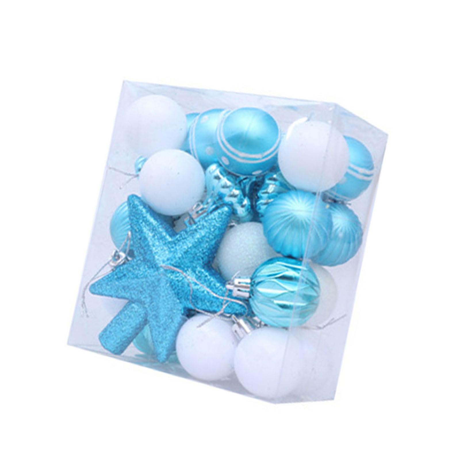 Tsophreniq Lake Blue 31Pcs Shatterproof Christmas Baubles Ball Hanging Ornament Christmas Tree Decoration For Wreath Mantels Winter Holiday Tree Ornaments Red White Green Ornament Set