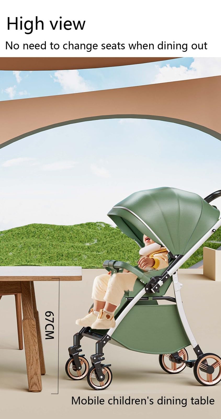 Passeggino gemellare può Essere Separato Pieghevole con Un Solo Tocco, può sedersi, sdraiarsi e piegarsi Adatto a Neonati e Bambini di età Compresa tra 0 e 4 Anni D,67 * 83 * 100CM