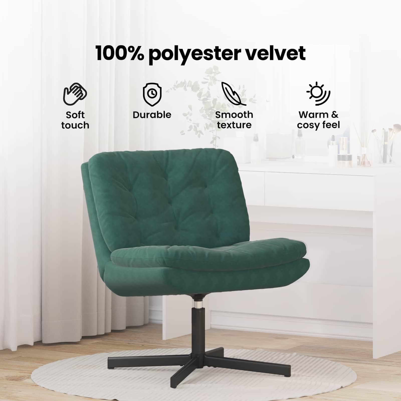 vidaXL Sillón Relax Giratorio Verde Oscuro 63 x 75 x 76 cm Terciopelo