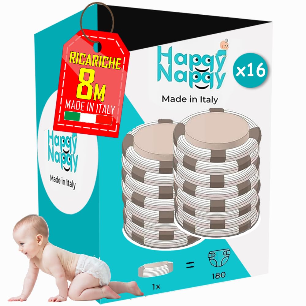 My Happy Nappy Ricariche -【Compatibili con Tommee Tippee Sangenic Tec, Simplee Sangenic e Twist & Click】- Super Ricariche XXL - Trattamento Anti-Odore EVOH Efficace a 7 Strati - Made in Italy