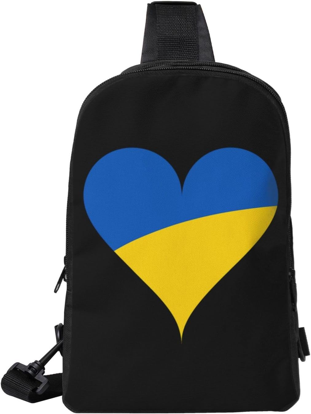 Ukraine Flag Heart Mini Crossbody Sling Backpack Shoulder Chest Bag Daypack for Hiking Traveling