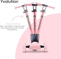 Vista 2 de Yvolution Y Glider Nua 3-Wheel Kids Scooter – Adjustable Height, Arc-Folding Handlebar, LED Light-Up Front Wheels, Extra-Wide Deck, Ages 3-10