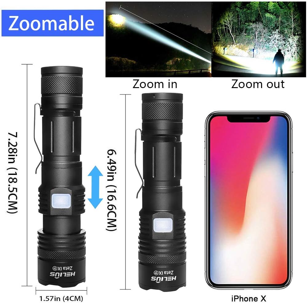 Rechargeable Flashlights Zoomable Waterproof Emergency Image