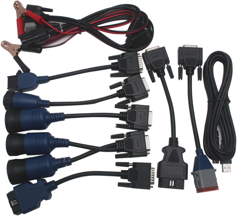 Xtruck 9pcs Full Set Cables for Nexiq USB Link 125032 Diesel Truck Diagnostic Connector Cables