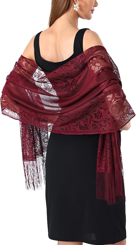 Lace Floral Shawls and Wraps for Women Evening Formal Dresses Wedding Bridal Shawl Scarf