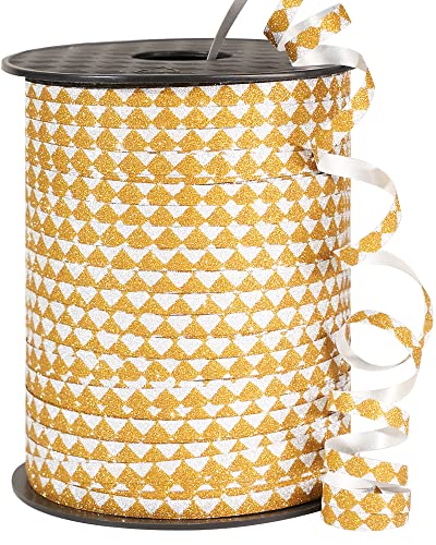 Image of PartyWoo Glitter Ribbon, 500 Yard Gold Curling Ribbon for Balloons, Crafts, Gift Wrapping by PartyWoo