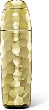 HexClad 25 oz Cocktail Shaker, Vacuum Insulated Bar Shaker with Built-In Jigger & Strainer, Leak-Proof, PVD Finish Gold