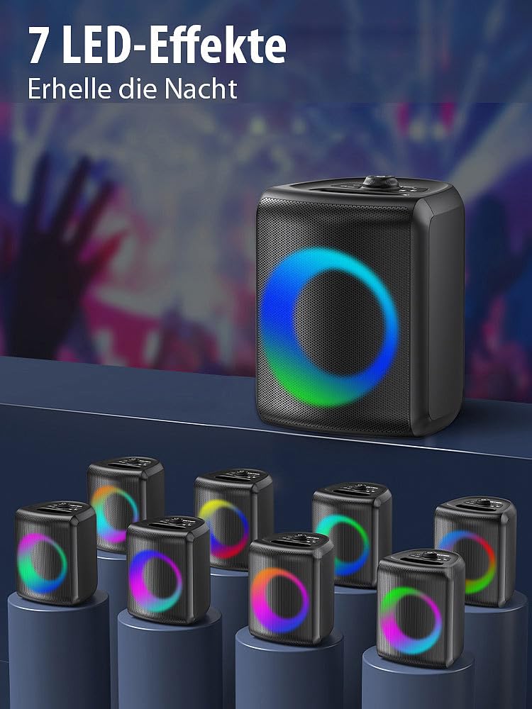 auvisio Boxen, Bluetooth: 2er-Set Outdoor-PA-Partyanlagen & -Bluetooth-Boomboxen, Lichteffekte (PA Anlage, Party-Lautsprecher, DJ)