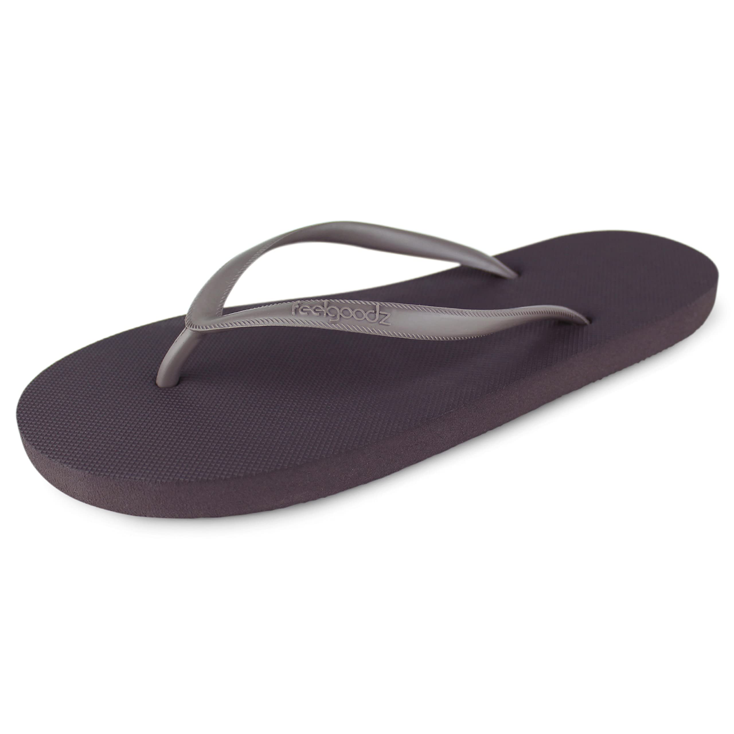 Feelgoodz Womens Slimz Rubber Flip-Flops Truffle Grey Size 6 - Waterprooof 100 Natural All-Vegan Sandals Fair Trade Certified