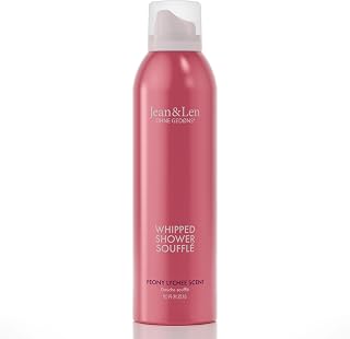 Jean & Len Shower Soufflé Peony & Lychee, with almond, jojoba & babussa oil, for a fragrant cleansing experience, for normal to dry skin, shower foam, without parabens & silicones, vegan, 6.76 Fl. Oz.