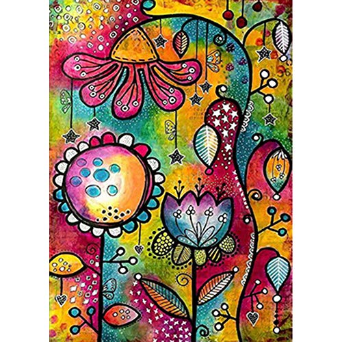 DIY 5D Diamond Painting by Number Kits, Full Drill feilin Abstract Flower Embroidery Rhinestone Diamond Painting for Adult Cross Stitch Arts Craft Supply for Home Wall Decor DIY Gift Idea 30x40cm