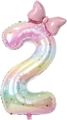 Globos grandes de 40 pulgadas con cielo estrellado número 2, globos de mariposa, globos gigantes de helio de Mylar con números 2, suministros de