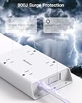 Addtam Barres de puissance avec protecteur de surpression, 5FT Cord d'extension plat avec sorties multiples, bande de puissance avec 4 USB Ports (2 USB C), 4 Grandes sorties Station de recharge pour le bureau intérieur Salle de dortoir Essentiels