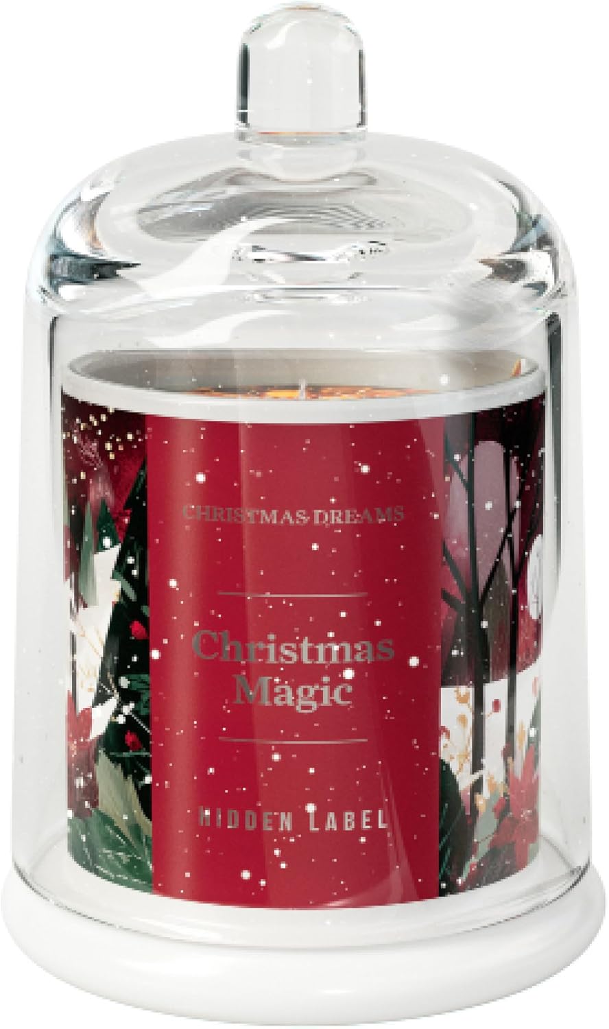 Christmas Magic Scented Candle, 10oz Natural Soy Wax Clear Bell Jar, Up to 60 Hours Long-Lasting, Clean Burn, Non Toxic Aromatherapy Candles for Home, Stocking Stuffer Holiday Gift