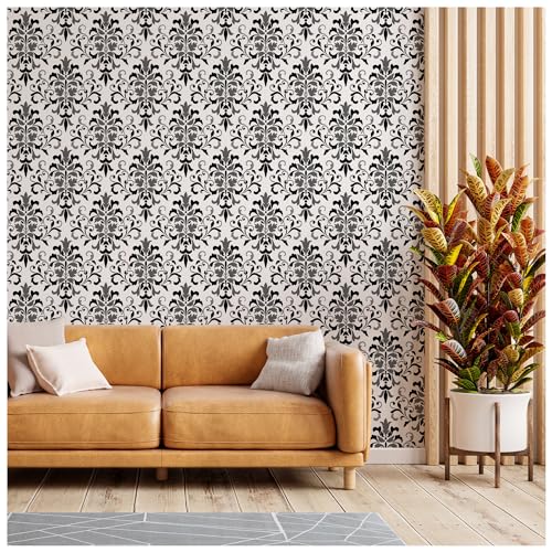 Image of Kayra Decor Flourishing Damask Stencils for Wall Painting - Pack of 1, Sheet Size 24 x 27.5 inch /Design for Wall Painting 22 x 25.5 inch - Large