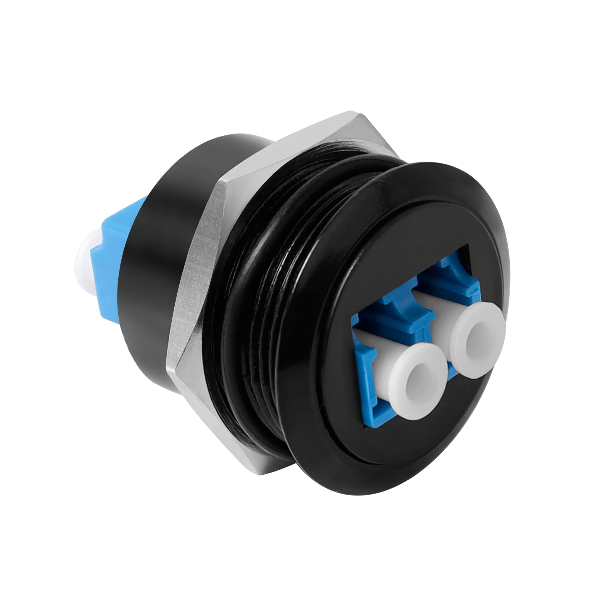 QIANRENON LC Fiber Embedded Threaded Fixed Mount Adapter LC Female to Female Panel Mount network Connector Module LC Duplex Singlemode,installed in equipment cabinet panel desktop ground plug